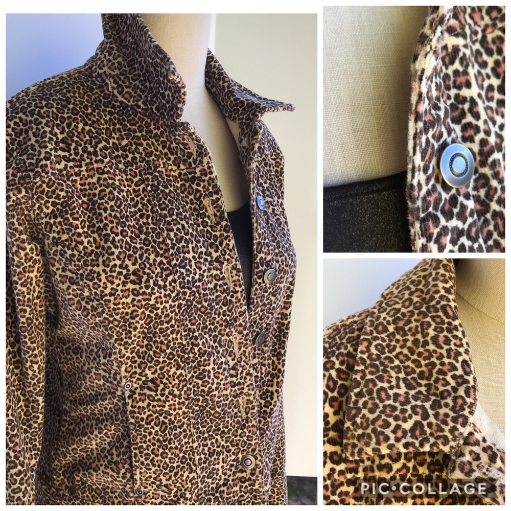Corduroy Leopard Jacket w pockets Sz Med by Hannah